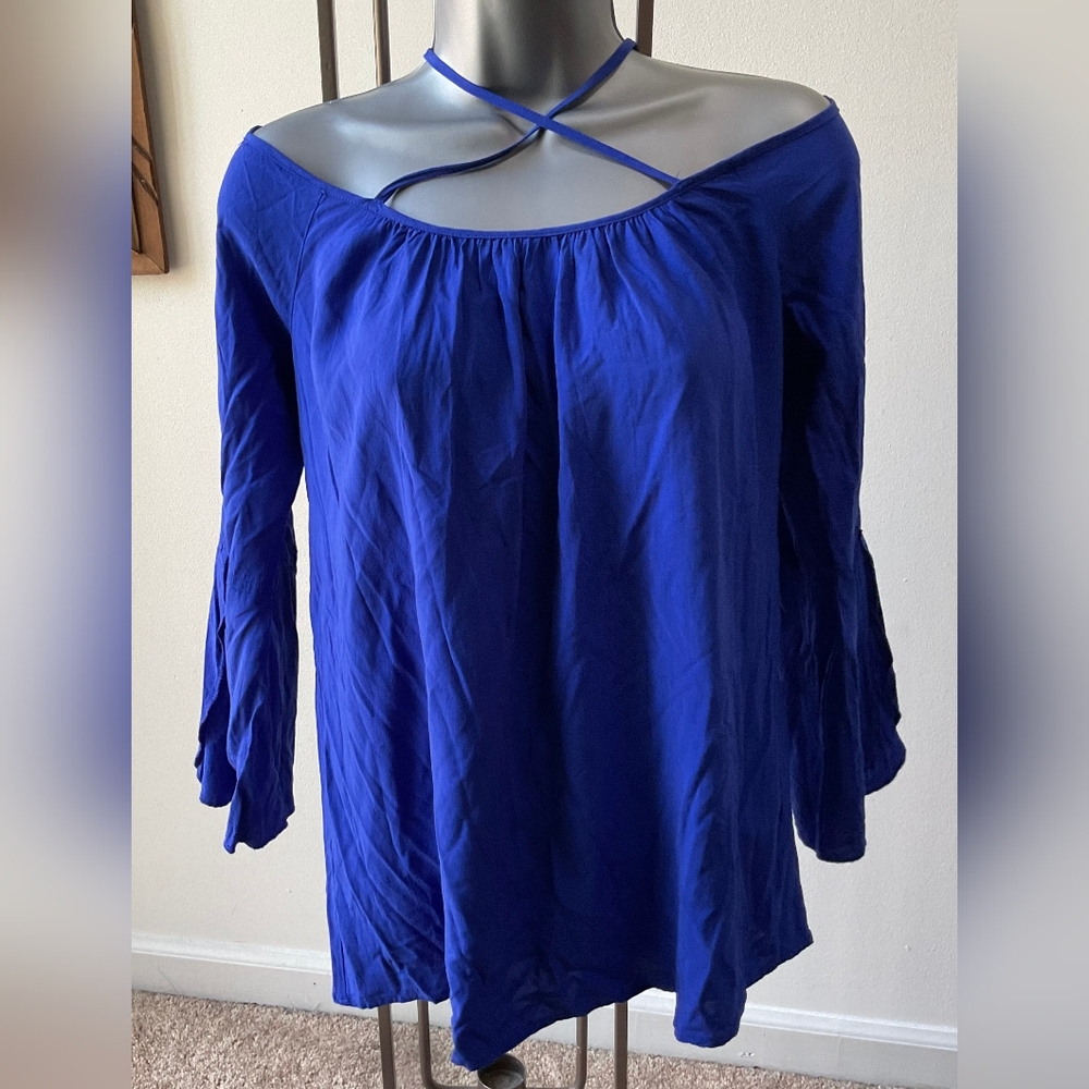 Tobi Pretty Royal Blue Off-Shoulder Top